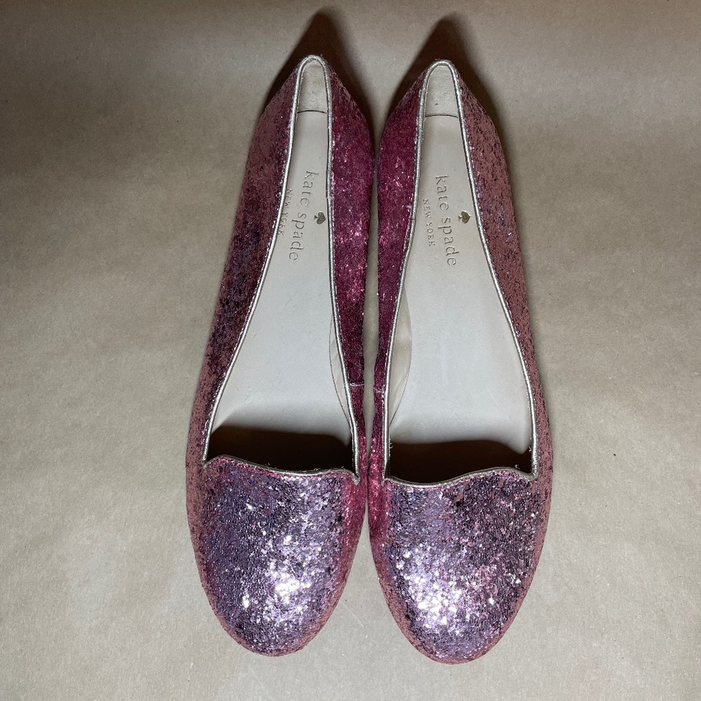 Kate Spade Pink Glitter Ballet Flats Size 7 Slip On Casual Shoes